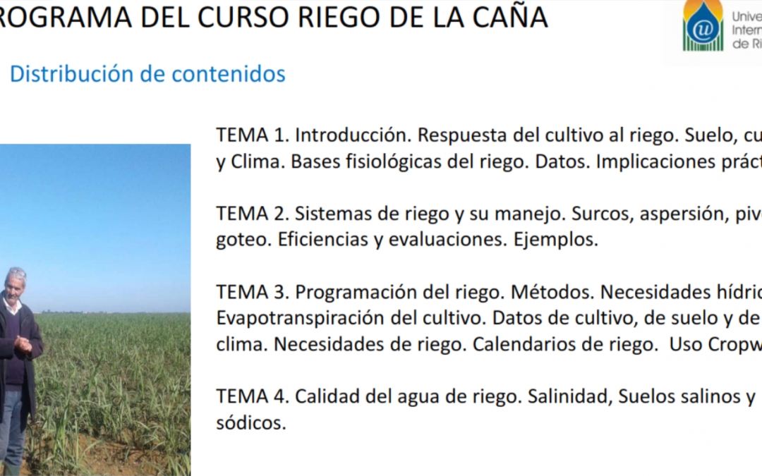 WEBINAR 20 DE ENERO 2021 SOBRE “El riego de la caña azucarera”.