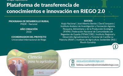 Regadíos en España: plataforma de transferencia de conocimientos e innovación en RIEGO 2.0