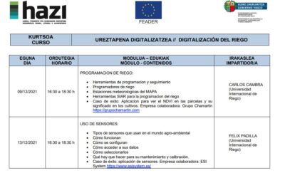 Curso “digitalización del riego” para agricultores del País Vasco organizado por la fundación Hazi.